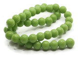 50 8mm Opaque Light Green Smooth Round Glass Beads Jewelry Making Beading Supplies Loose Beads to String