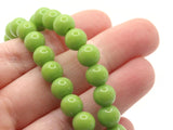 50 8mm Opaque Light Green Smooth Round Glass Beads Jewelry Making Beading Supplies Loose Beads to String