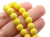 50 8mm Opaque Yellow Smooth Round Glass Beads Jewelry Making Beading Supplies Loose Beads to String
