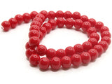 50 8mm Opaque Red Smooth Round Glass Beads Jewelry Making Beading Supplies Loose Beads to String