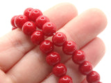 50 8mm Opaque Red Smooth Round Glass Beads Jewelry Making Beading Supplies Loose Beads to String