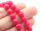 50 8mm Opaque Dark Pink Smooth Round Glass Beads Jewelry Making Beading Supplies Loose Beads to String