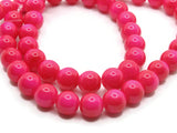 50 8mm Opaque Dark Pink Smooth Round Glass Beads Jewelry Making Beading Supplies Loose Beads to String