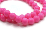 50 8mm Opaque Hot Pink Smooth Round Glass Beads Jewelry Making Beading Supplies Loose Beads to String