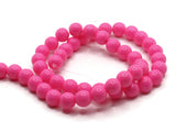 50 8mm Opaque Hot Pink Smooth Round Glass Beads Jewelry Making Beading Supplies Loose Beads to String