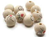 12 19mm Round Wood Booty Bounce Love Beads Natural Wooden Beads Large Hole Cute Kawaii Focal Beads Jewelry Making Beading Supplies