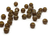 30 12mm Brown and Beige Swirl Large Hole Round Plastic Beads