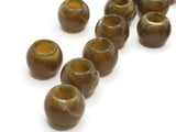 30 12mm Brown and Beige Swirl Large Hole Round Plastic Beads