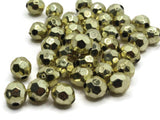 40 8mm Faceted Round Beads Vintage Gold Plastic Beads Jewelry Making Beading Supplies Shiny Metal Focal Beads