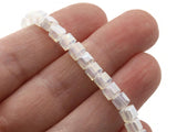 50 4mm Transluscent White Clear Cube Crystal Glass Beads Full Strand Jewelry Making Beading Supplies Loose Beads Colorless Spacer Beads