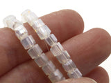 50 4mm Transluscent White Clear Cube Crystal Glass Beads Full Strand Jewelry Making Beading Supplies Loose Beads Colorless Spacer Beads