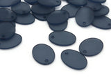 30 18mm Flat Oval Beads Frosted Blue Vintage Lucite Plastic Beads Jewelry Making Beading Supplies