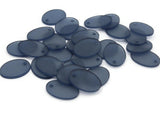 30 18mm Flat Oval Beads Frosted Blue Vintage Lucite Plastic Beads Jewelry Making Beading Supplies