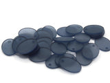 30 18mm Flat Oval Beads Frosted Blue Vintage Lucite Plastic Beads Jewelry Making Beading Supplies