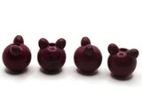 4 26mm Round Purple Wood Bear Head Beads Large Hole Wooden Beads Cute Beads Miniature Animal Focal Beads Jewelry Making Beading Supplies