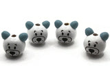 4 26mm Round White and Blue Wood Bear Head Beads Large Hole Wooden Beads Cute Beads Miniature Animal Beads Jewelry Making Beading Supplies