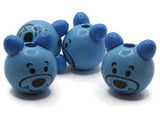 4 26mm Round Blue Wood Bear Head Beads Large Hole Wooden Beads Cute Beads Miniature Animal Beads Jewelry Making Beading Supplies