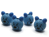 4 26mm Round Blue Wood Bear Head Beads Large Hole Wooden Beads Cute Beads Miniature Animal Beads Jewelry Making Beading Supplies