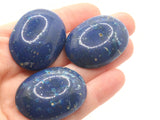 3 40mm x 30mm Blue Spotted Oval Cabochons Vintage Lucite Plastic Cabochons Mosaic Supplies Jewelry Making