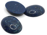 3 40mm x 30mm Blue Spotted Oval Cabochons Vintage Lucite Plastic Cabochons Mosaic Supplies Jewelry Making