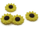 4 24mm Flower Pendants Yellow and Brown Sunflower Plant Charms Resin Charms Jewelry Making Beading Supplies