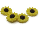 4 24mm Flower Pendants Yellow and Brown Sunflower Plant Charms Resin Charms Jewelry Making Beading Supplies