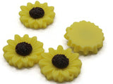 4 24mm Flower Pendants Yellow and Brown Sunflower Plant Charms Resin Charms Jewelry Making Beading Supplies