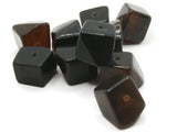 10 15mm Brown and Black Vintage Lucite Plastic Faceted Cubic Nugget Beads Jewelry Making Beading Supplies