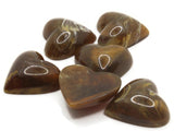 6 17mm Brown Swirling Heart Cabochons Vintage Lucite Cabochons Loose Plastic Tiles Jewelry Making