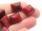 8 14mm x 12mm Red Rectangle Flatback Cabochons Vintage Lucite Plastic Cabochon Mosaic Supplies Jewelry Making Smileyboy