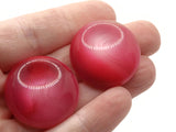 5 28mm Pink and Red Swirling Round Vintage Lucite Plastic Cabochons Flat Back Dome Cabochons