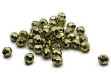 40 8mm Faceted Round Beads Vintage Gold Plastic Beads Jewelry Making Beading Supplies Shiny Metal Focal Beads