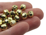 40 8mm Faceted Round Beads Vintage Gold Plastic Beads Jewelry Making Beading Supplies Shiny Metal Focal Beads