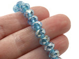 33 10mm x 8mm Sky Blue Faceted Rondelle Beads Glass Beads Jewelry Making Beading Supplies Loose Beads to String