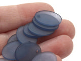 30 18mm Flat Oval Beads Frosted Blue Vintage Lucite Plastic Beads Jewelry Making Beading Supplies