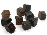 10 15mm Brown and Black Vintage Lucite Plastic Faceted Cubic Nugget Beads Jewelry Making Beading Supplies