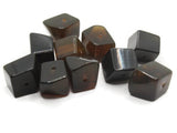 10 15mm Brown and Black Vintage Lucite Plastic Faceted Cubic Nugget Beads Jewelry Making Beading Supplies