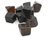 10 15mm Brown and Black Vintage Lucite Plastic Faceted Cubic Nugget Beads Jewelry Making Beading Supplies