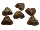 6 17mm Brown Swirling Heart Cabochons Vintage Lucite Cabochons Loose Plastic Tiles Jewelry Making
