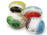 4 20mm Mixed MultiColor Swirling Coin Beads Flat Round Lampwork Glass Beads Jewelry Making and Beading Supplies