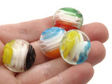 4 20mm Mixed MultiColor Swirling Coin Beads Flat Round Lampwork Glass Beads Jewelry Making and Beading Supplies