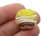 4 20mm Purple White and Yellow Swirling Coin Beads Flat Round Lampwork Glass Beads Jewelry Making and Beading Supplies