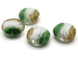 4 20mm Brown White and Green Swirling Coin Beads Flat Round Lampwork Glass Beads Jewelry Making and Beading Supplies