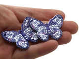 2 41mm Plastic Butterfly Pendants Dark Blue and White Plastic Moth Charms Jewelry Making Beading Supplies