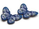 2 41mm Plastic Butterfly Pendants Bright Blue and White Plastic Moth Charms Jewelry Making Beading Supplies