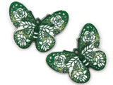 2 41mm Plastic Butterfly Pendants Green and White Plastic Moth Charms Jewelry Making Beading Supplies