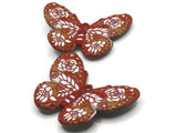 2 41mm Plastic Butterfly Pendants Orange Red and White Plastic Moth Charms Jewelry Making Beading Supplies