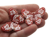 2 41mm Plastic Butterfly Pendants Red and White Plastic Moth Charms Jewelry Making Beading Supplies