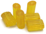 6 25mm Yellow Vintage Plastic Beads Ridged Oval Tube Beads Jewelry Making Beading Supplies Loose Beads to String