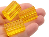 6 25mm Yellow Vintage Plastic Beads Ridged Oval Tube Beads Jewelry Making Beading Supplies Loose Beads to String